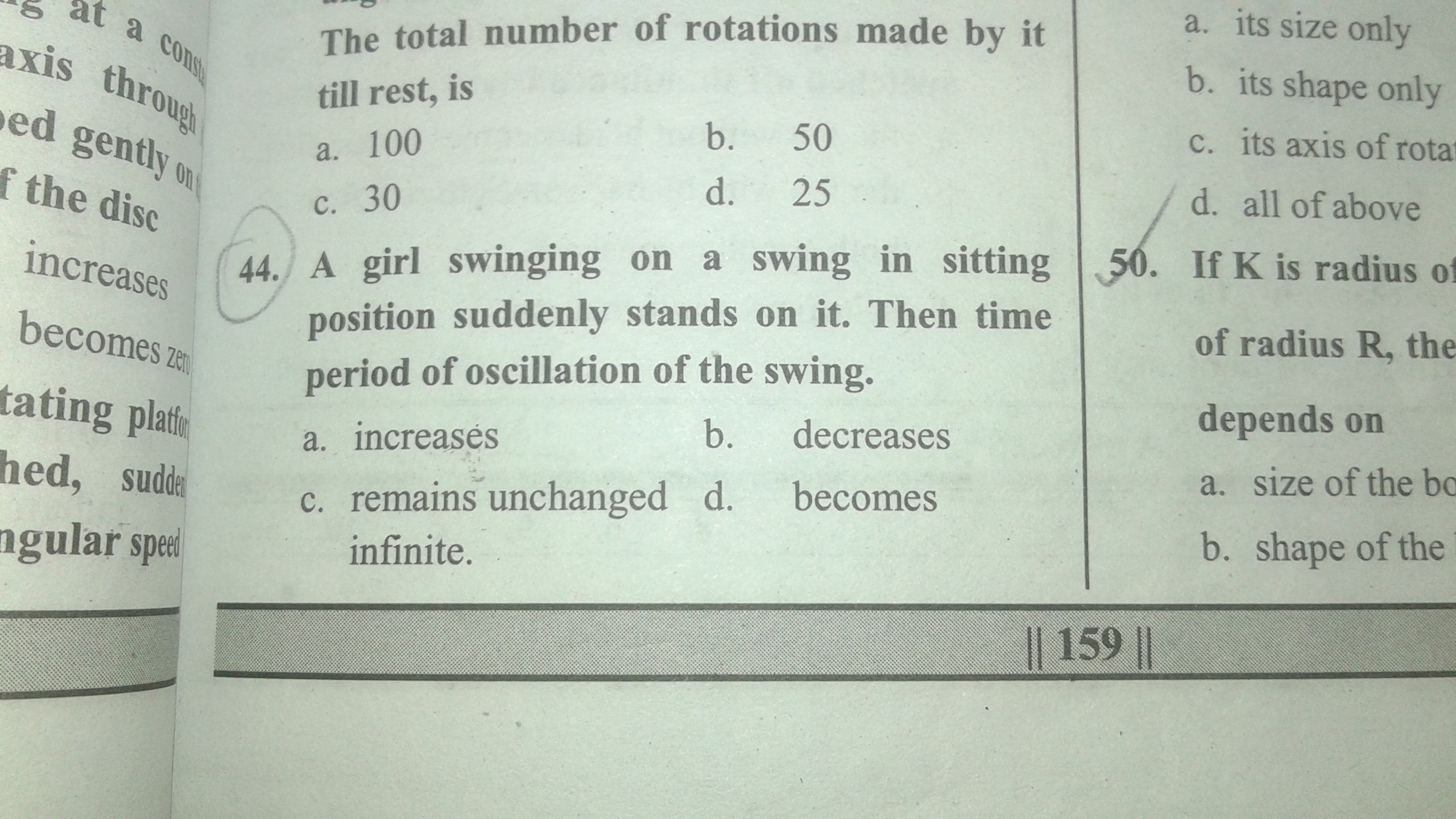 Question image for A girl swinging on a swing in sitting position su